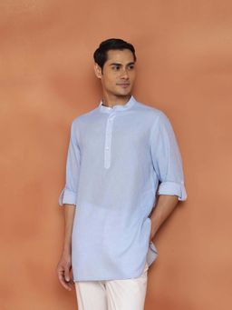 Fabindia - Blue Woven Slim Kurta