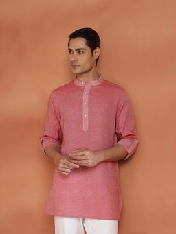 Fabindia - Red Woven Slim Kurta