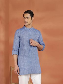 Fabindia - Blue Woven Slim Kurta