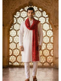 Zamour - Red Embroidered Dupatta