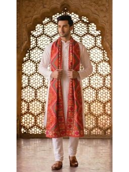 Zamour - Red Embroidered Dupatta