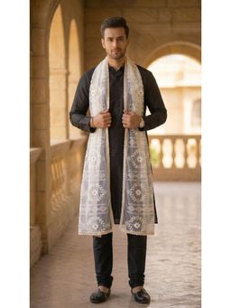 Zamour - White Floral Dupatta
