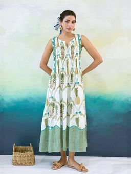MoonTara - Prune White Cotton Dress