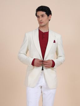 R R Blue - Off White Peak Lapel Blazer