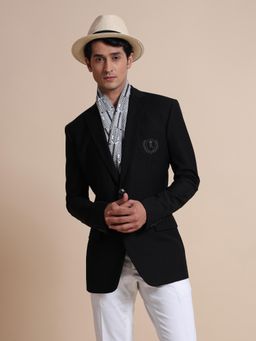 R R Blue - Black Monogram Blazer