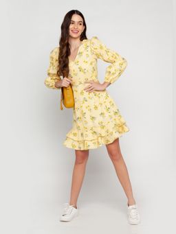 Zink London - Women's Yellow Floral Mini Dress