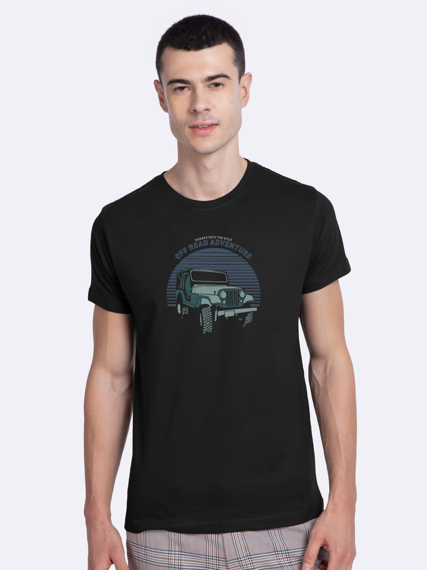 Road Jeep Half Sleeve T-Shirt Black 
