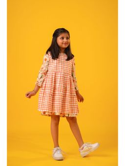The Little Trunk - Orange Floral Pinafore Dress