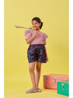 The Little Trunk - Red and Blue Floral Top with Shorts (Set of 2)
