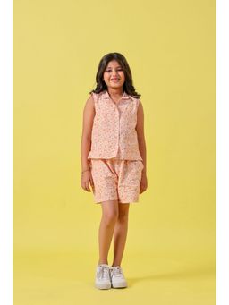 The Little Trunk - White Flowers On Pink Shirt with Shorts (Set of 2)
