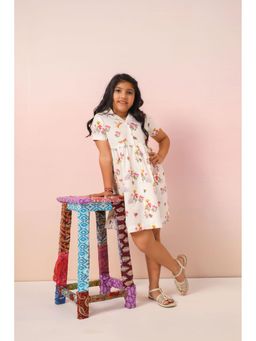 The Little Trunk - White & Pink Floral Dress