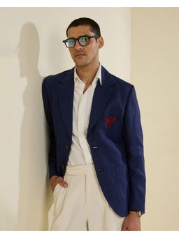S&N by Shantnu Nikhil - Men Navy Blue Blazer