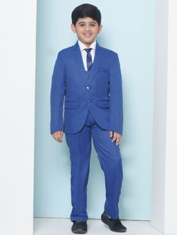 AJ Dezines - Kids Solid Cotton Blend Blue Suit (Set of 5)