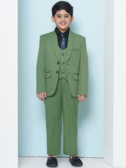 AJ Dezines - Kids Solid Cotton Blend Green Suit (Set of 5)