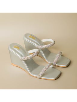 Shoe that fits you - Stfy Icy Silver Embellished Wedges