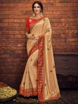 Odette - Yellow Satin Silk Designer Saree with Unstitched Blouse