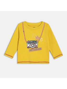 MINI KLUB - Knit Full Sleeve Camera Print T-Shirt - Yellow