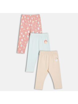 MINI KLUB - Multi-Color Knit Baby Solid and Chick Print Capris (Pack of 3)