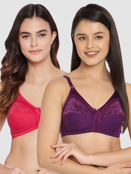 Clovia - Pack Of 2 Cotton Non-Padded Non-Wired Full Cup Bra - Purple