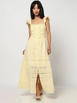 GAP - Women's Lace Square Neck Flutter Sleeves Maxi Dress