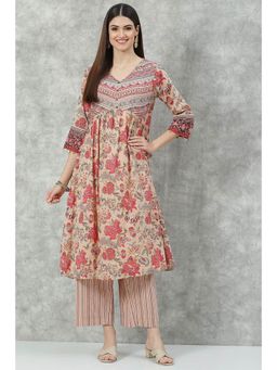 Biba - Beige Printed Palazzo (Set of 2)