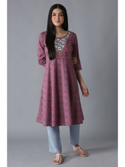 Aurelia - Purple Embroidered Anarkali Kurta Trousers (Set of 2)