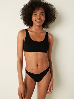 Victoria's Secret - Black Cotton Crossover Thong Panty
