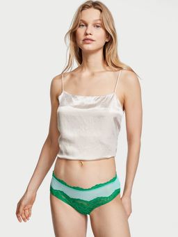 Victoria's Secret - Green Very Sexy Lace and Mesh Cheeky Brief Panty (XS)