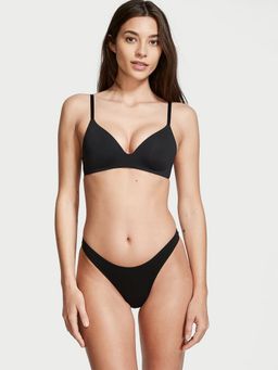 Victoria's Secret - Black Stretch Cotton High-Leg Scoop Thong Panty