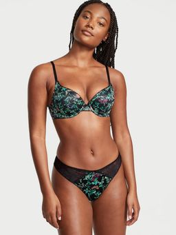 Victoria's Secret - Black Smooth and Lace Thong Panty (S)