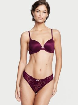 Victoria's Secret - Wine Lace-Front Thong Panty (L)