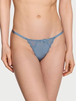 Victoria's Secret - Blue Dream Angels Lace-Trim V-String Thong Panty (M)