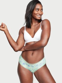 Victoria's Secret - Blue Lace Waist Cotton Cheeky Brief Panty (XS)
