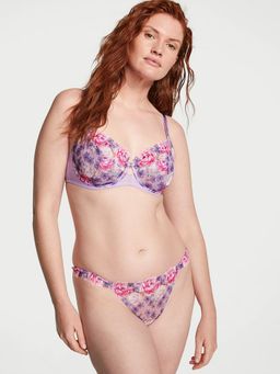 Victoria's Secret - Purple Dream Angels Floral Embroidery V-String Thong Panty
