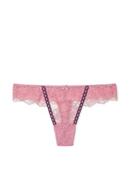 Victoria's Secret - Pink Dream Angels Ribbon Slot Lace Thong Panty