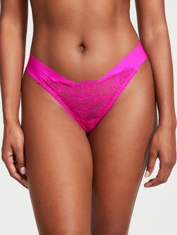 Victoria's Secret - Pink No-Show Lace-Front Panty