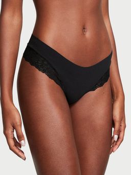 Victoria's Secret - Black No-Show Lace-Trim Panty