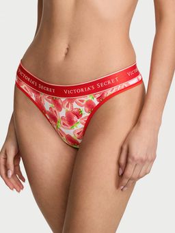 Victoria's Secret - White Cotton Logo Cotton Thong Panty (XS)