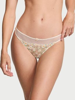 Victoria's Secret - White Dream Angels Daisy Chain Embroidery Thong Panty (M)