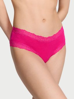 Victoria's Secret - Pink The Lacie Lace-Waist Cotton Cheeky Brief Panty (XS)