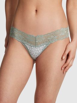 Victoria's Secret - Grey Wink Lace-Trim Thong Panty