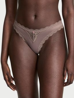 Victoria's Secret - Brown Dream Angels Lace-Trim Thong Panty