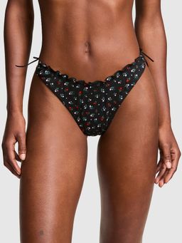 Victoria's Secret - Black Cotton Side-Tie Thong Panty