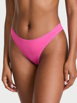 Victoria's Secret - Pink The Lacie Stretch Cotton Lace-Waist Thong Panty