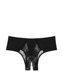 Victoria's Secret - Black Very Sexy Rose Lace Crotchless Cheeky Brief Panty
