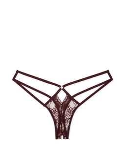 Victoria's Secret - Wine Very Sexy Rose Lace Crotchless Thong Panty
