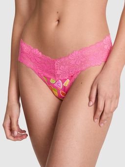Victoria's Secret - Pink Wink Lace-Trim Thong Panty