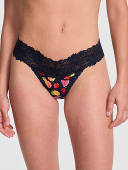 Victoria's Secret - Black Wink Lace-Trim Thong Panty