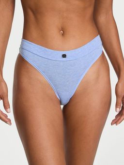 Victoria's Secret - Blue Cotton Logo Cotton Thong Panty
