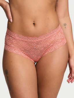 Victoria's Secret - Peach The Lacie Shimmer Lace Cheeky Brief Panty